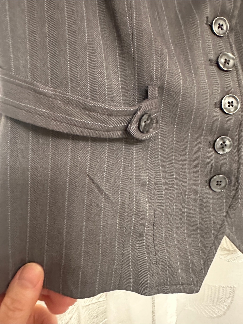 Women’s Gray Pinstripe Sleeveless Blazer Vest - Picture 3 of 8